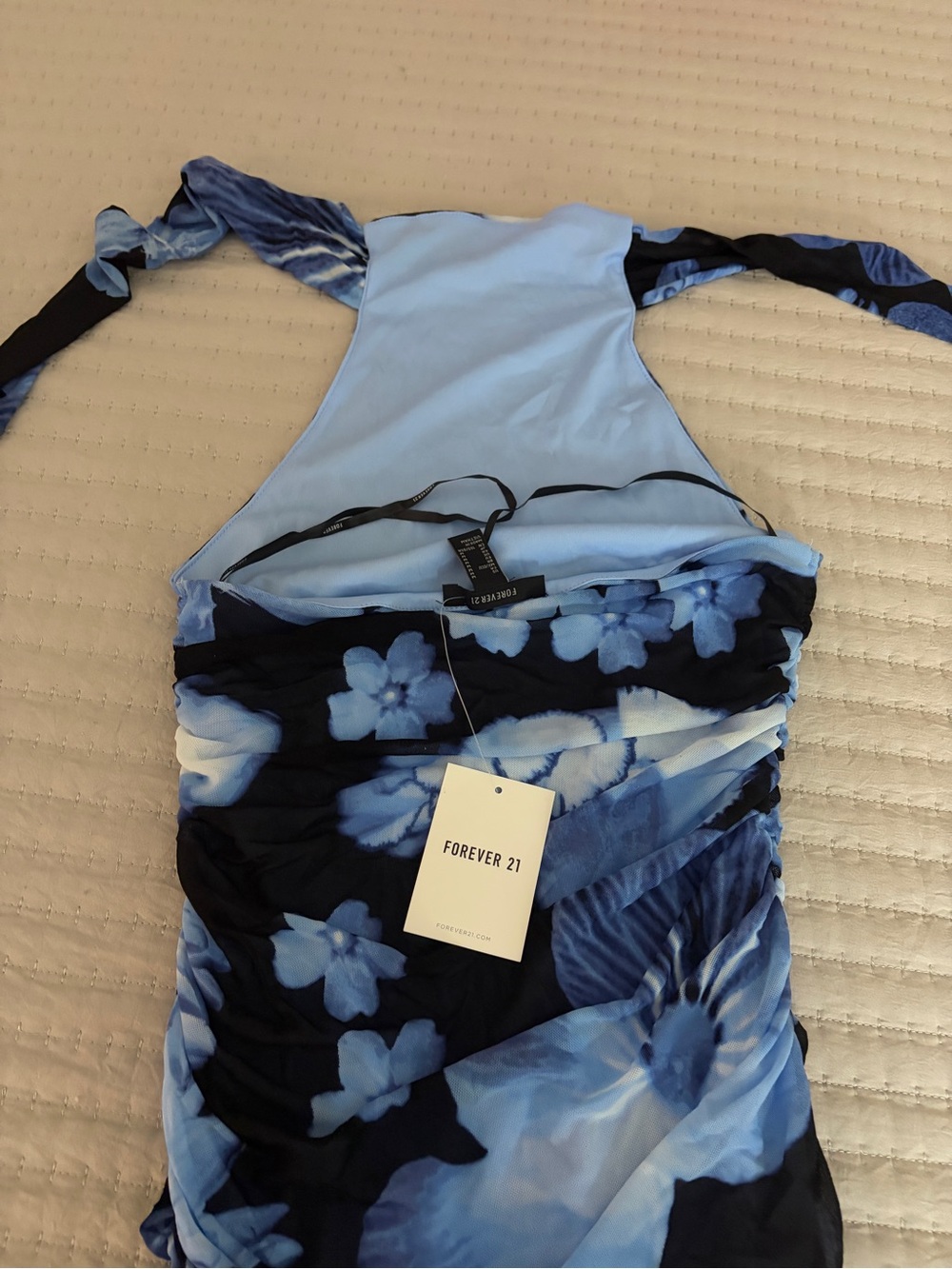 Forever 21 Light and Dark Blue Floral Halter Dress